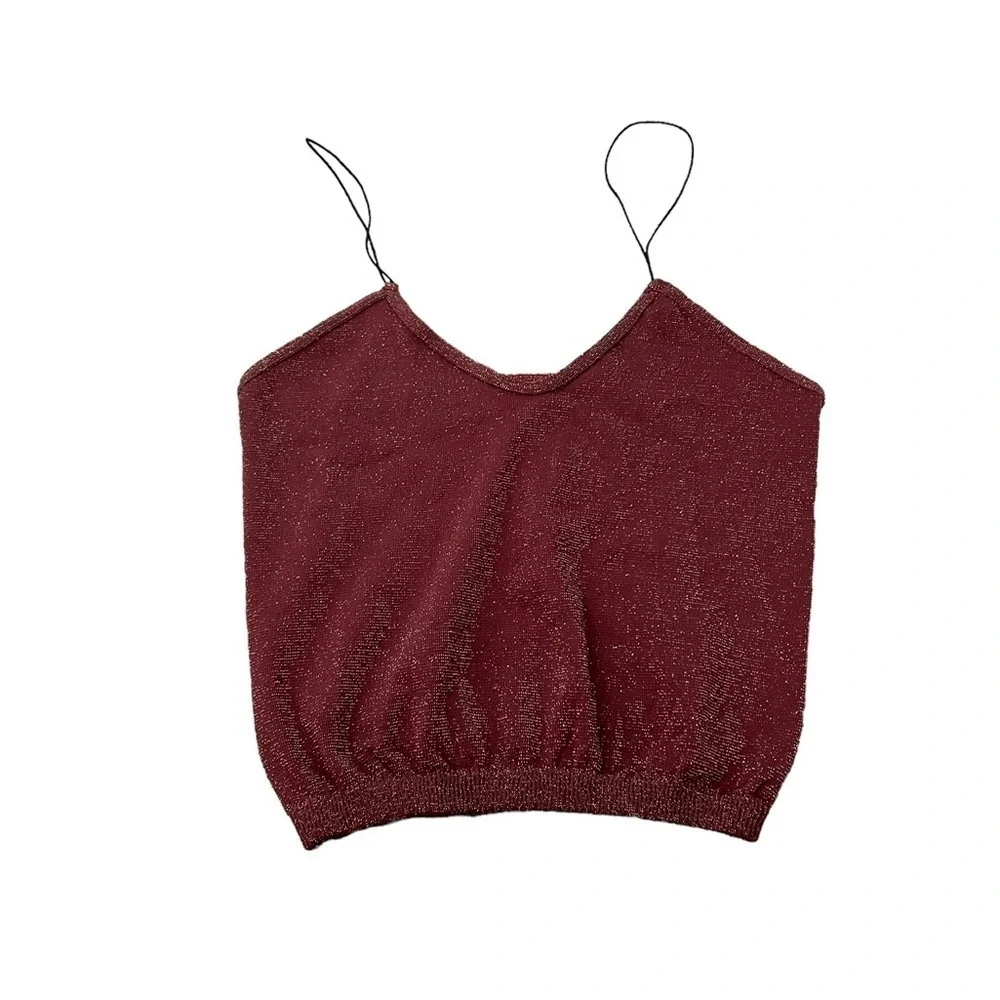 Free People Intimately Rust Metallic Skinny Strap Seamless Brami Crop Top Sz M/L - Picture 4 of 9